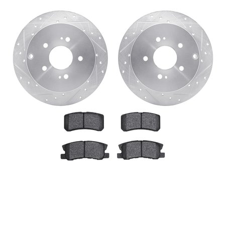 DYNAMIC FRICTION CO 7302-72074, Rotors-Drilled and Slotted-Silver with 3000 Series Ceramic Brake Pads, Zinc Coated 7302-72074